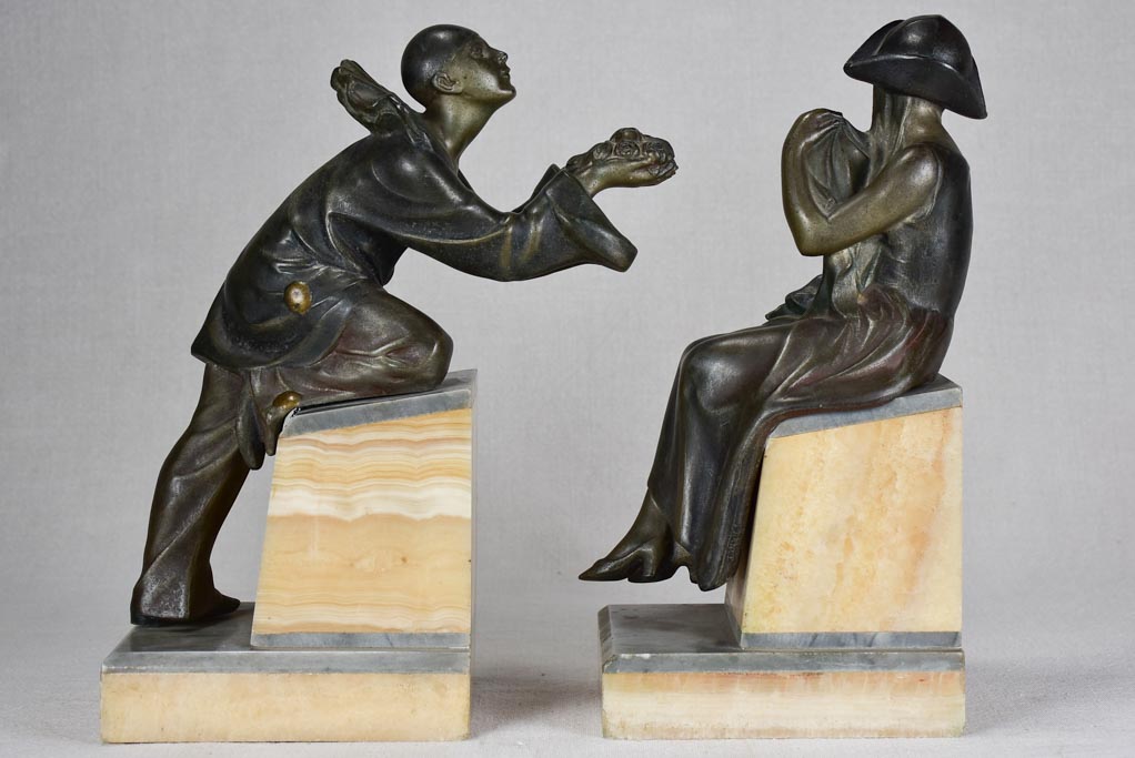 Art Deco bookends - Pierrot and Columbine