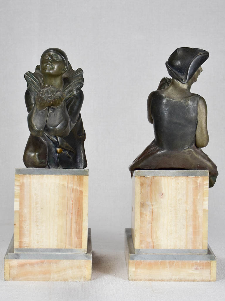 Art Deco bookends - Pierrot and Columbine