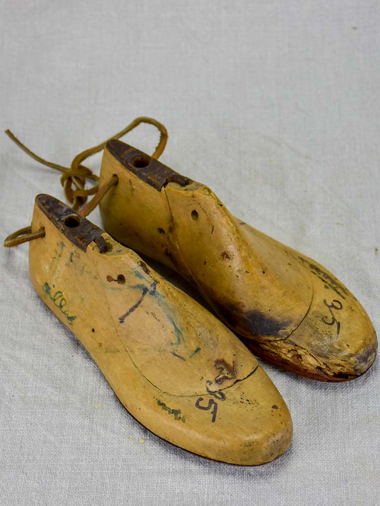 Pair of 1950's French wooden shoestays