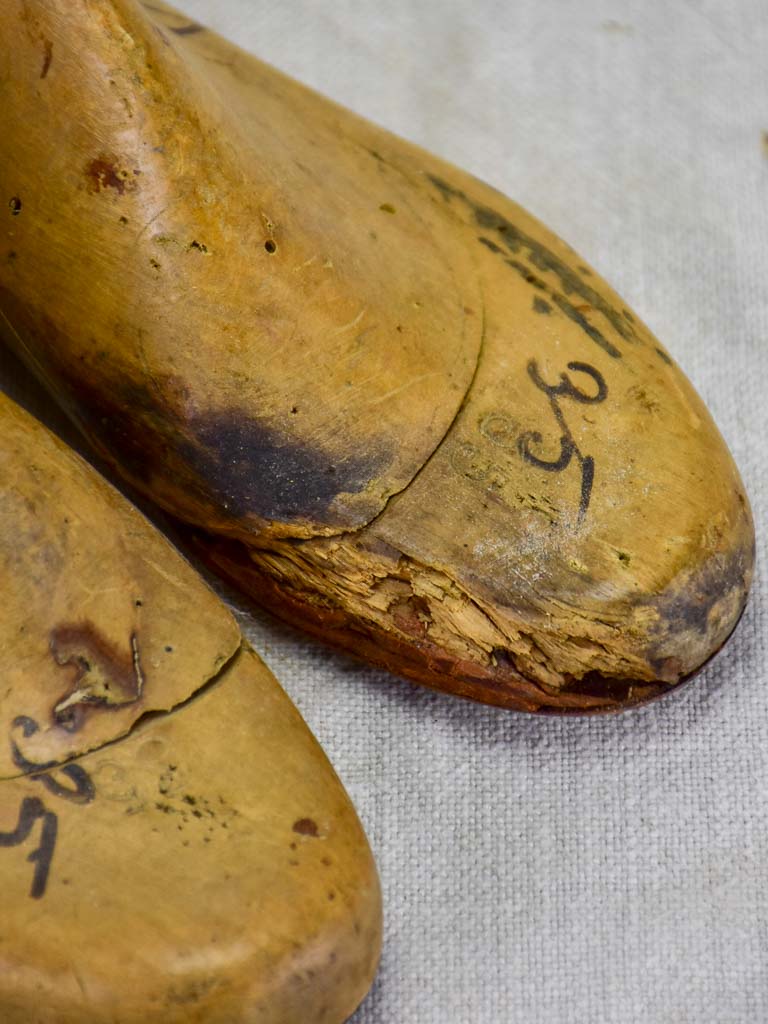 Pair of 1950's French wooden shoestays