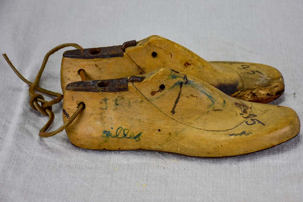 Pair of 1950's French wooden shoestays