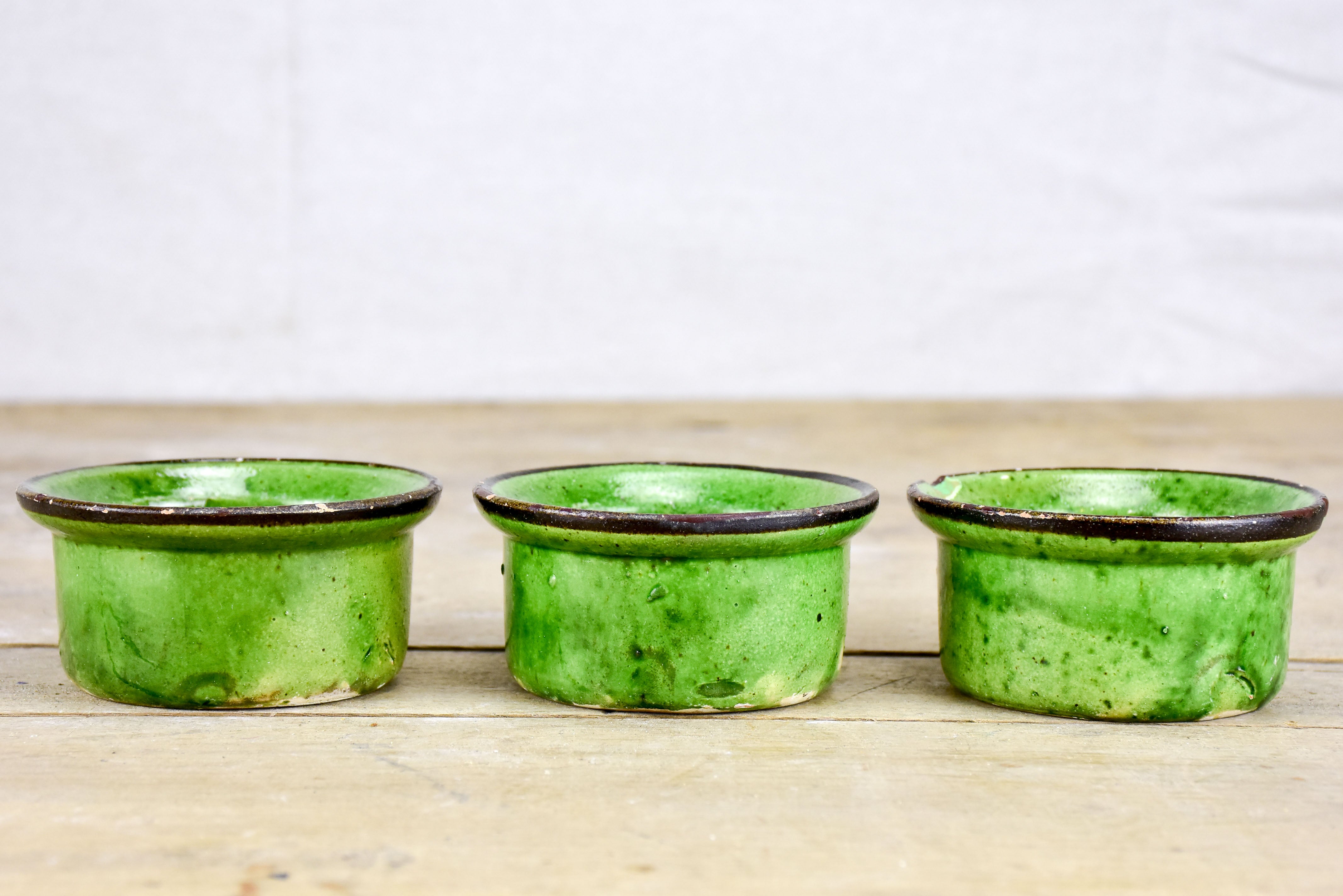 Collection of vintage Dieulefit ceramics with green glaze