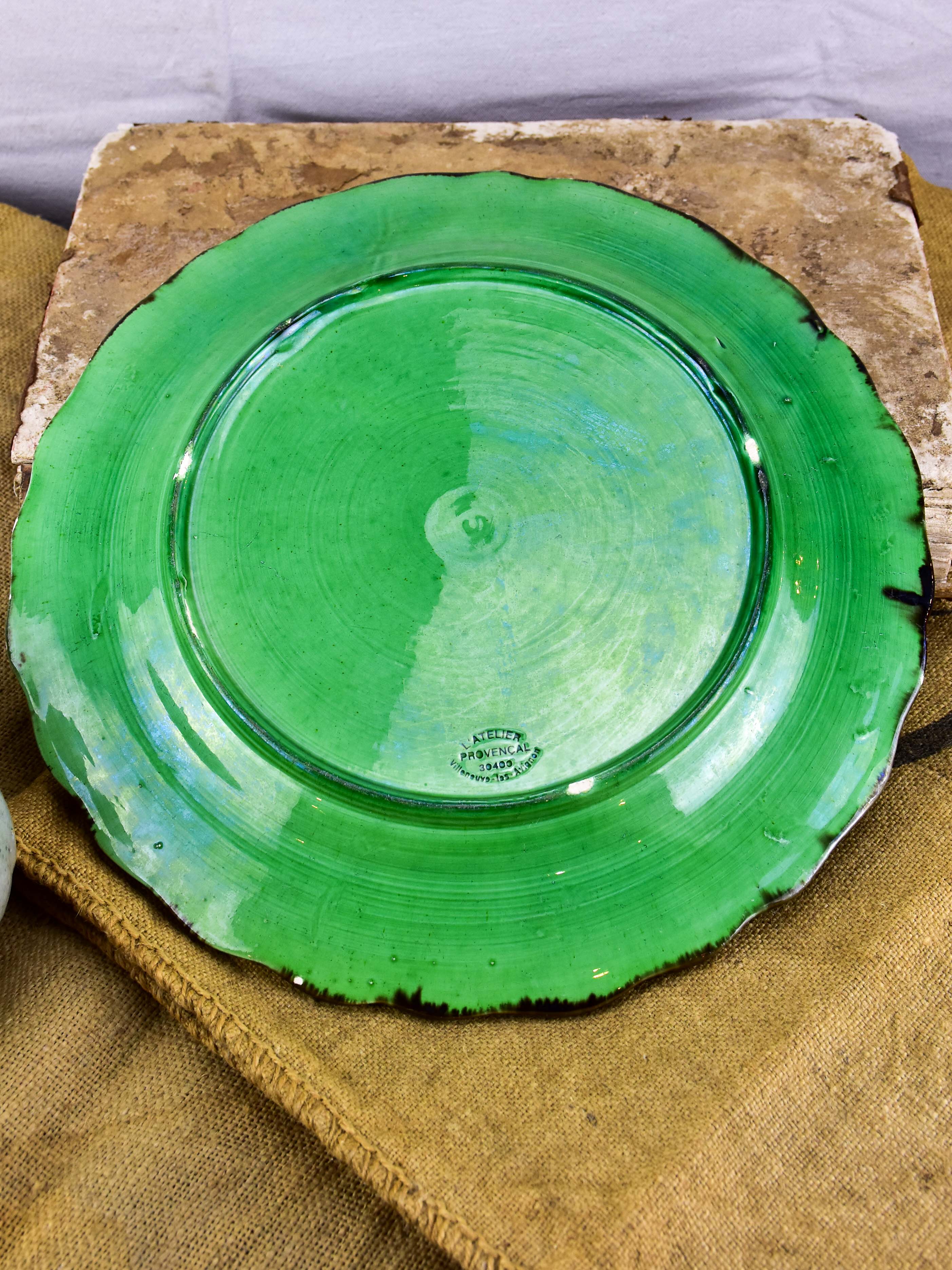 Vintage green platter from Villeneuve les Avignon