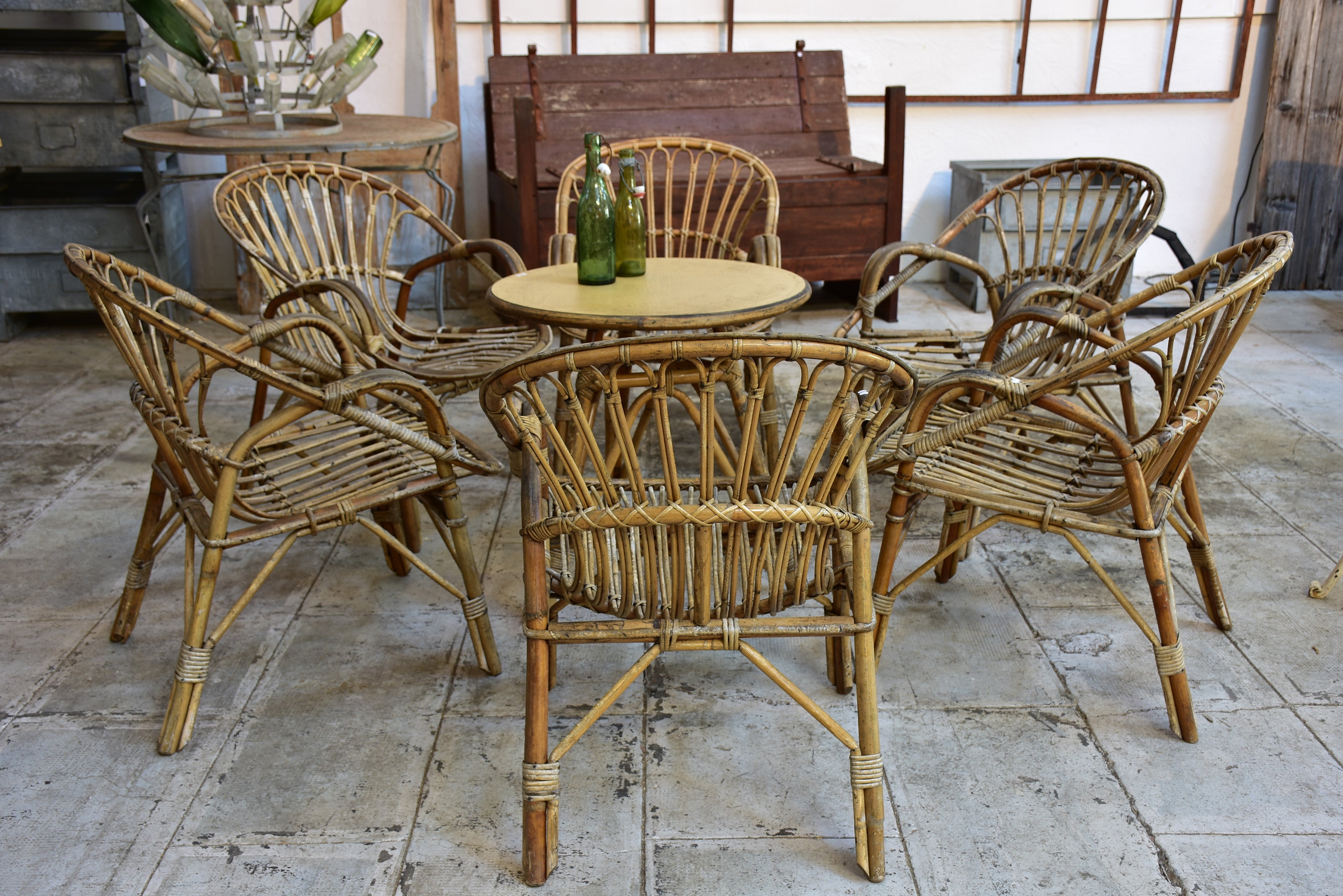 Mid-century rattan garden setting