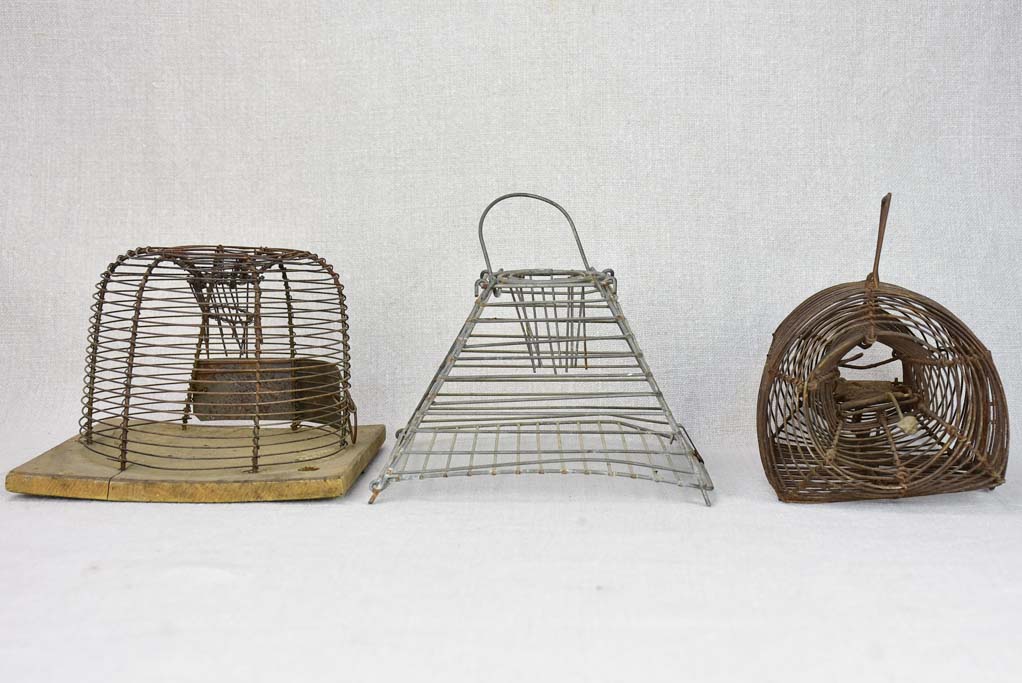 Collection of three early 20th century mouse traps