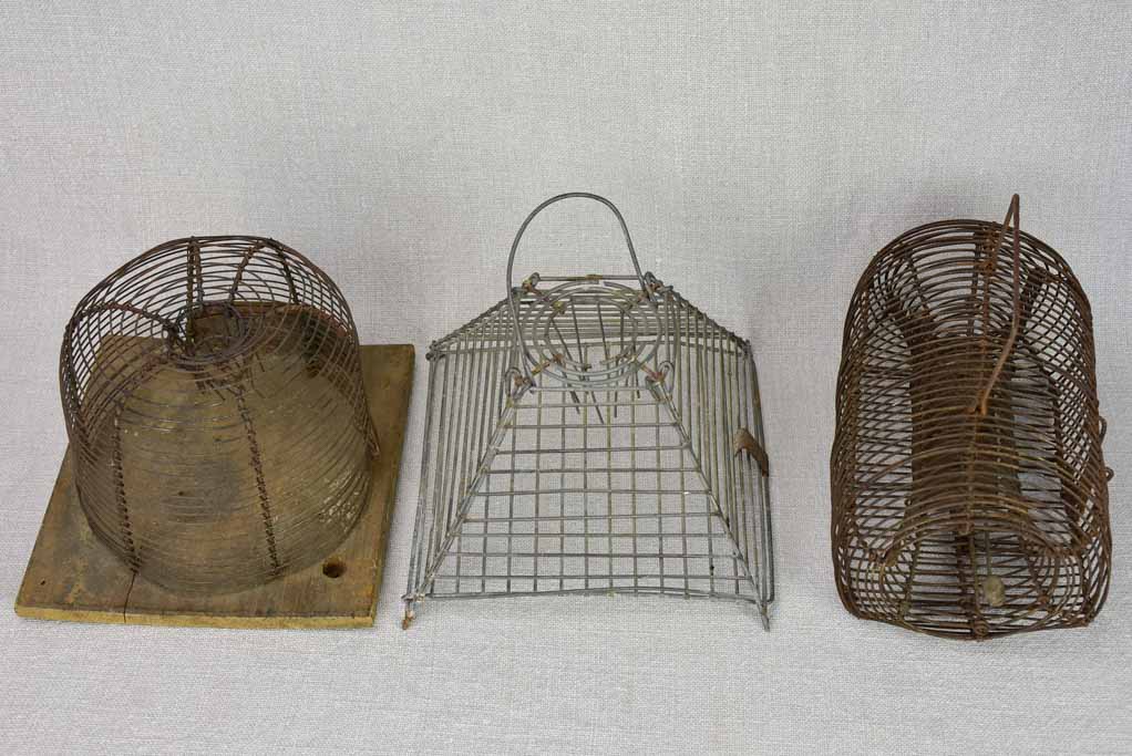 Collection of three early 20th century mouse traps