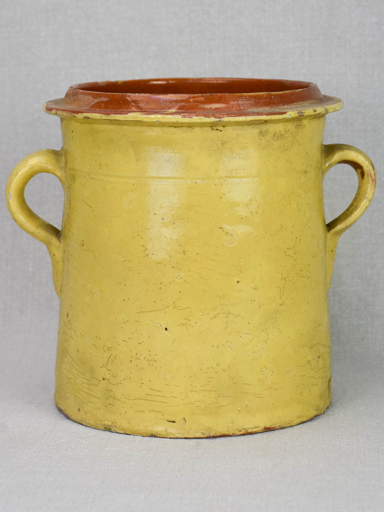 19th century French Provincial preserving pot with two handles 8"