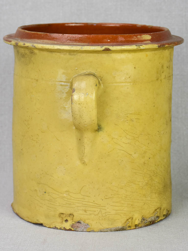 19th century French Provincial preserving pot with two handles 8"