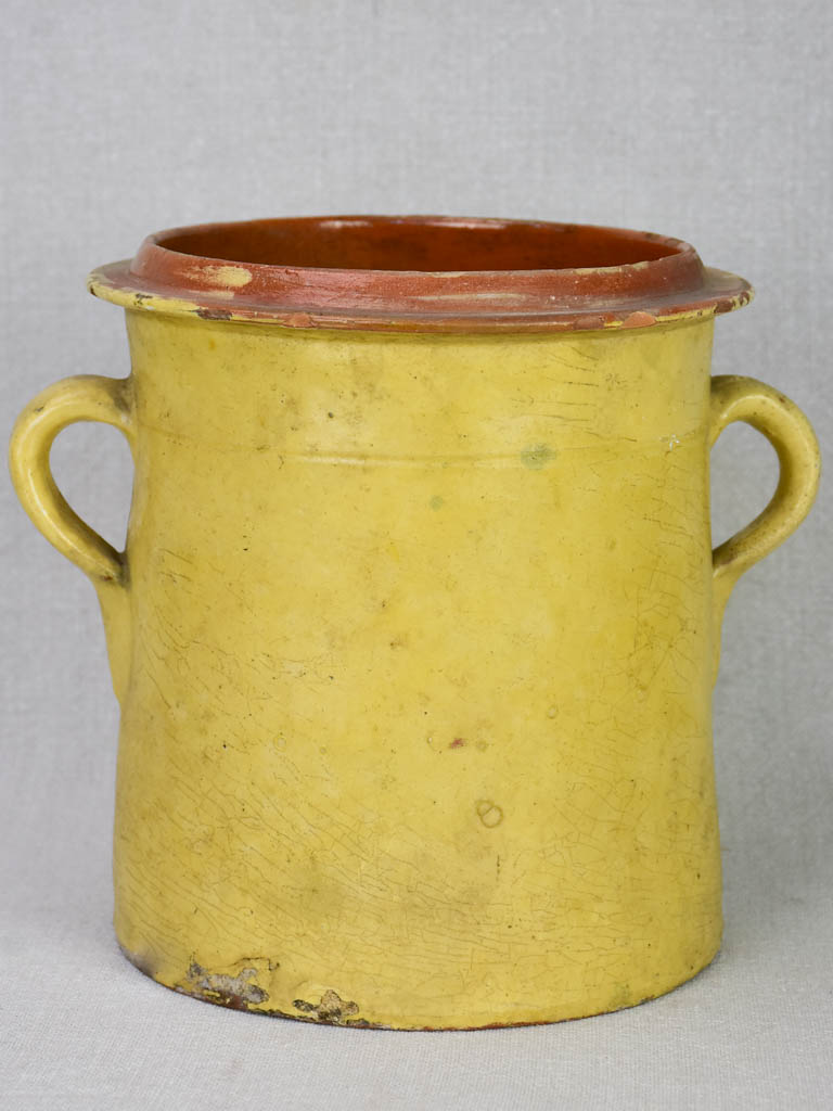 19th century French Provincial preserving pot with two handles 8"