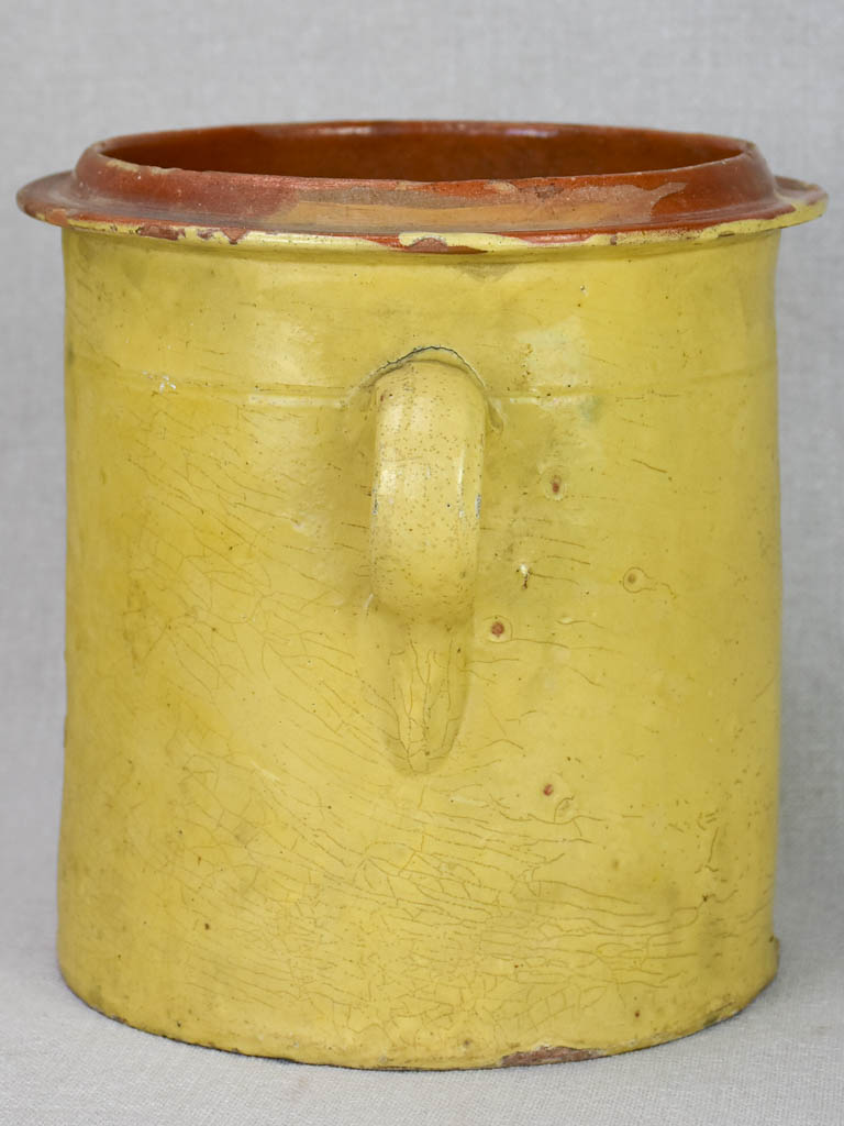 19th century French Provincial preserving pot with two handles 8"