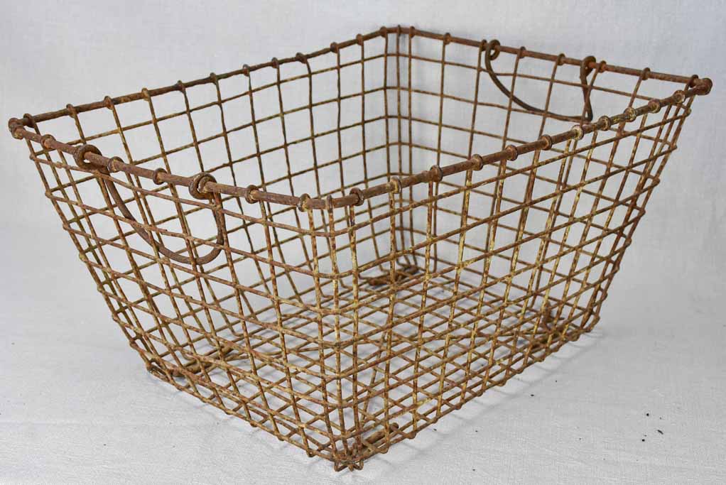 Collection of three antique French oyster baskets 15¼" x 19¾"