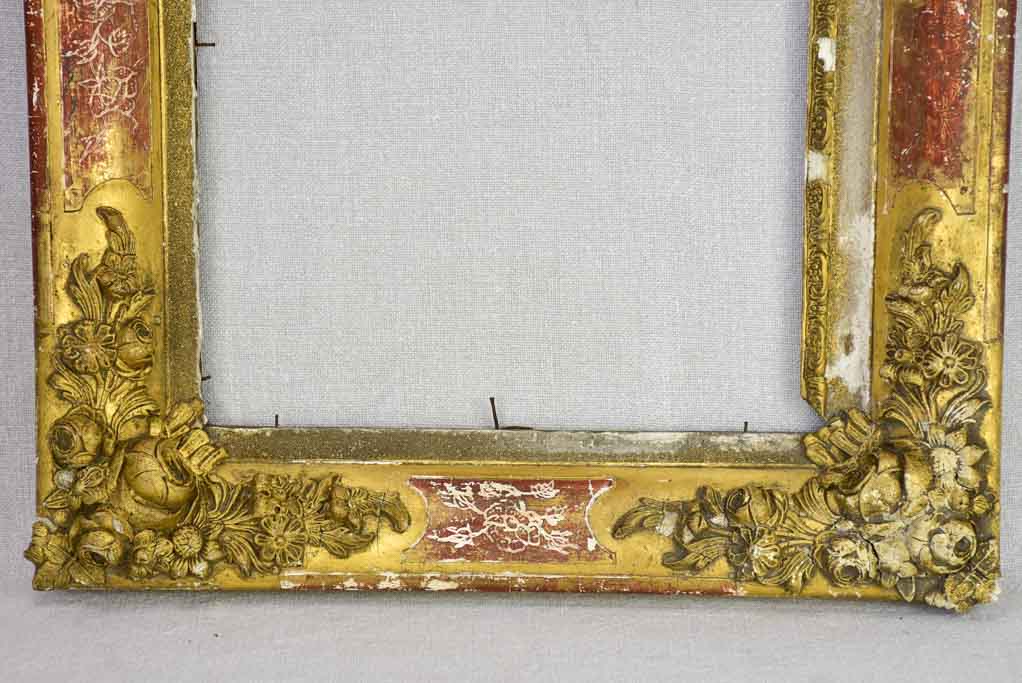 Rustic 19th Century French frame with pretty roses