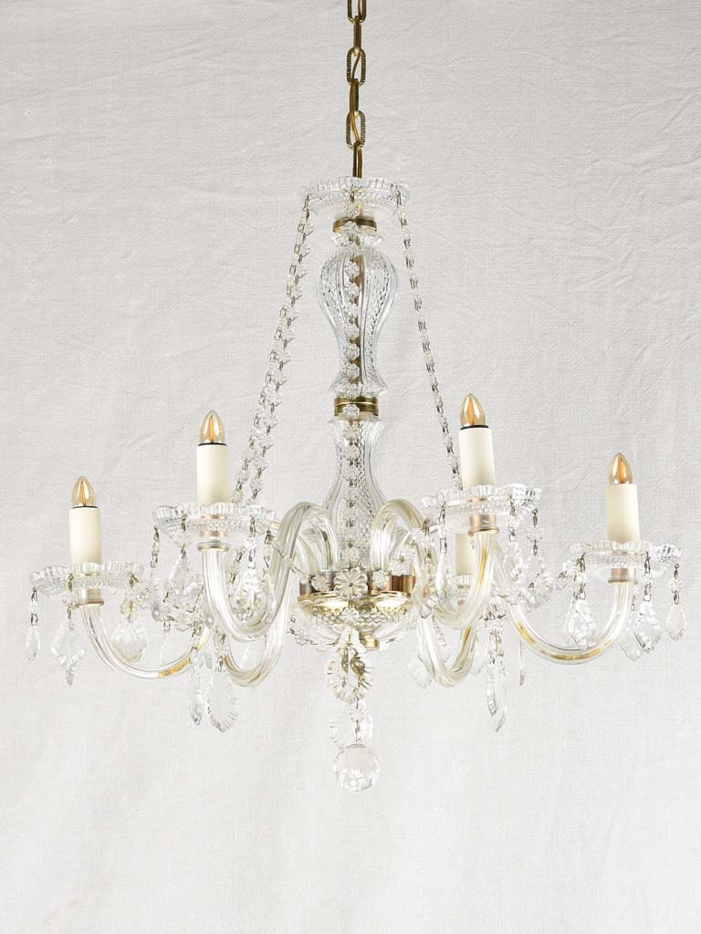 Vintage 6 light glass chandelier 23¾" diameter