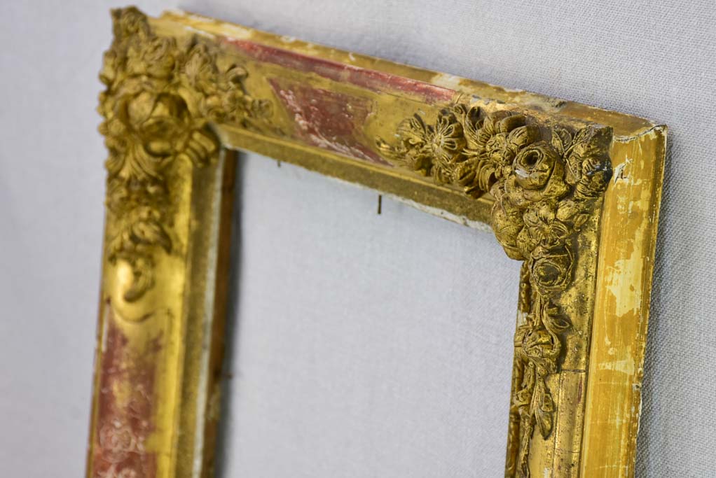 Rustic 19th Century French frame with pretty roses