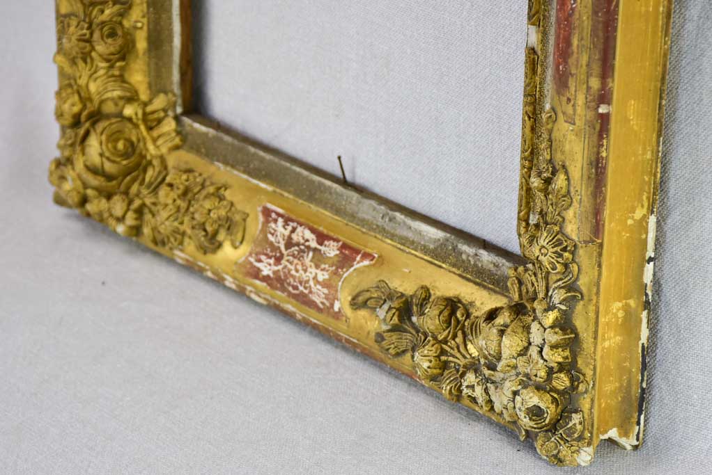 Rustic 19th Century French frame with pretty roses