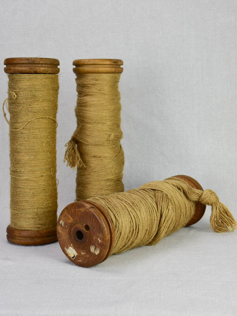 Collection of three large antique French bobbins 12½"