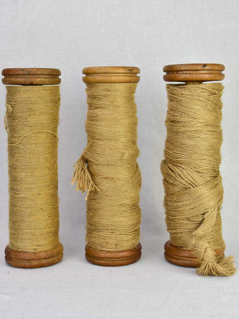 Collection of three large antique French bobbins 12½"