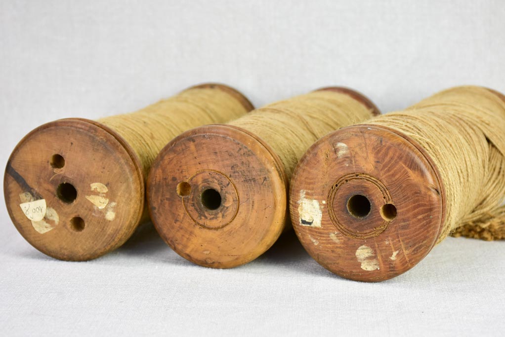 Collection of three large antique French bobbins 12½"