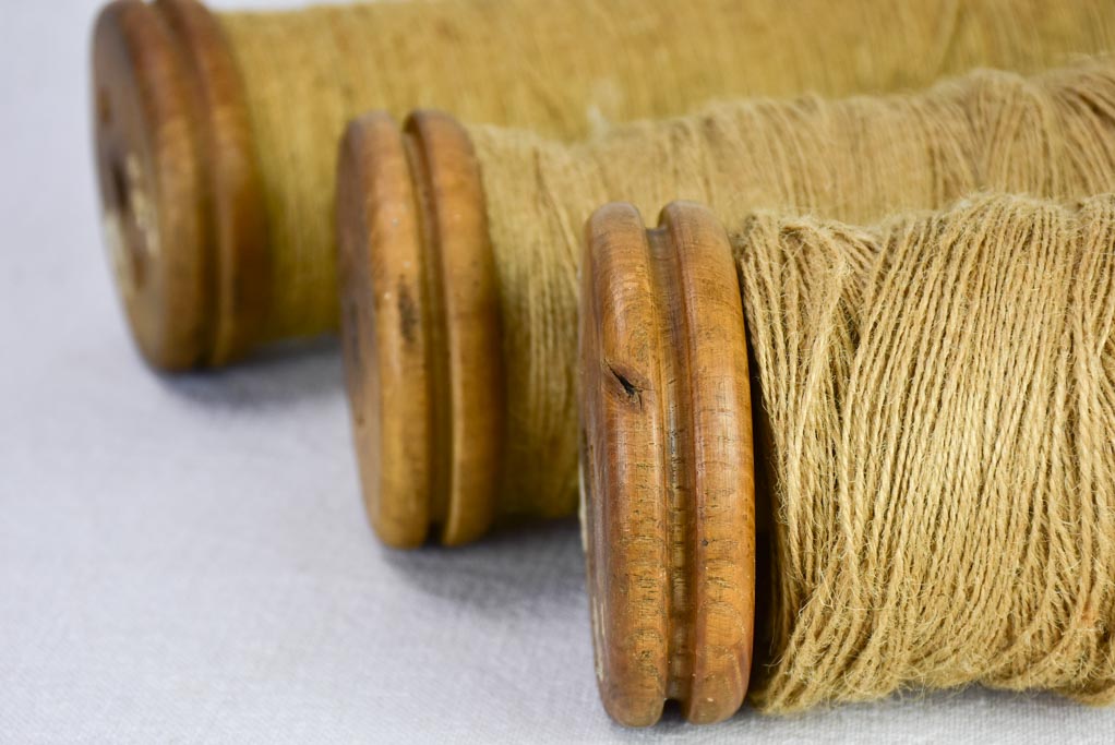 Collection of three large antique French bobbins 12½"