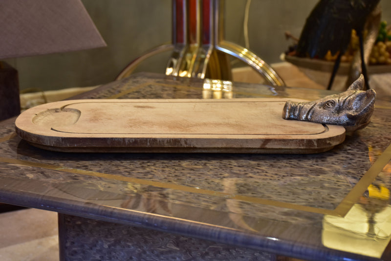 Large Vintage French Wooden Meat Cutting Board, 1980s