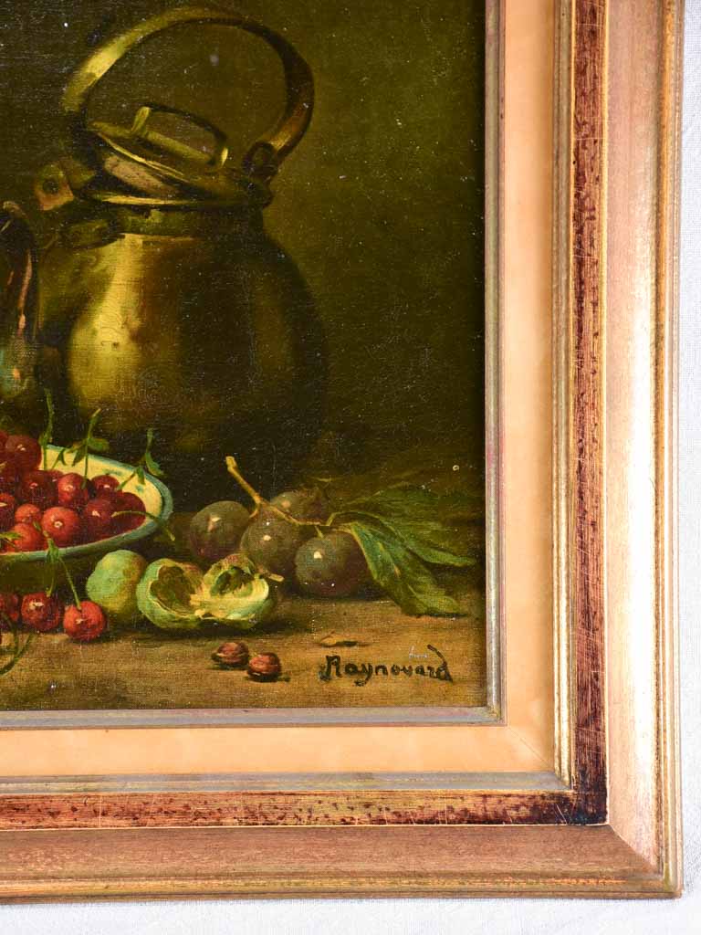 19th-century still life with cherries signed Raynouard 22½" x 25¼"