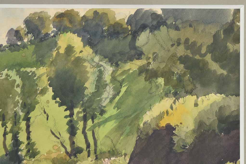 Watercolor landscape Alfred Bergier (1881-1971) - 23¼" x 25¼"