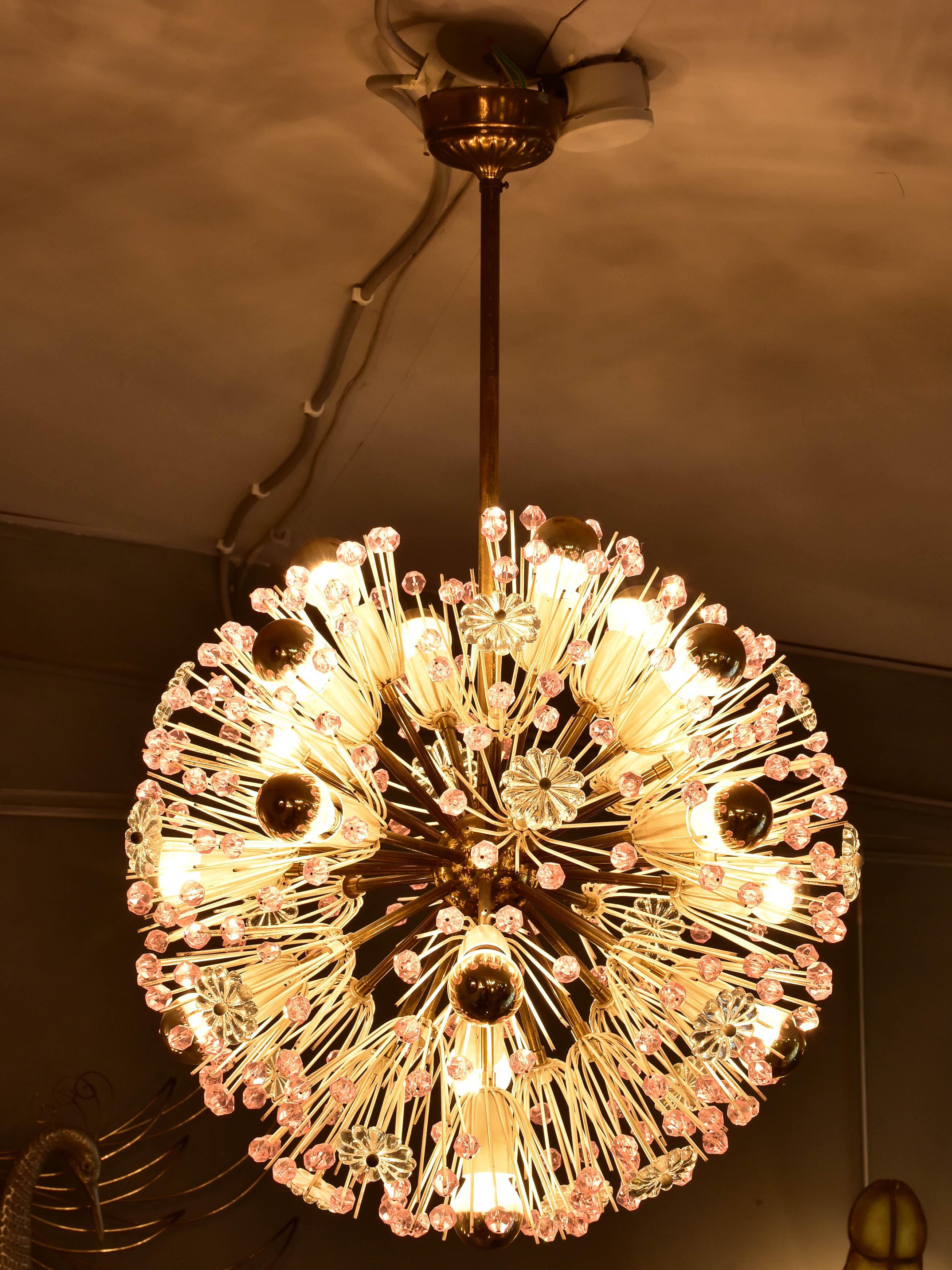 Pink 'snowball' sputnik chandelier - Emile Stejnar