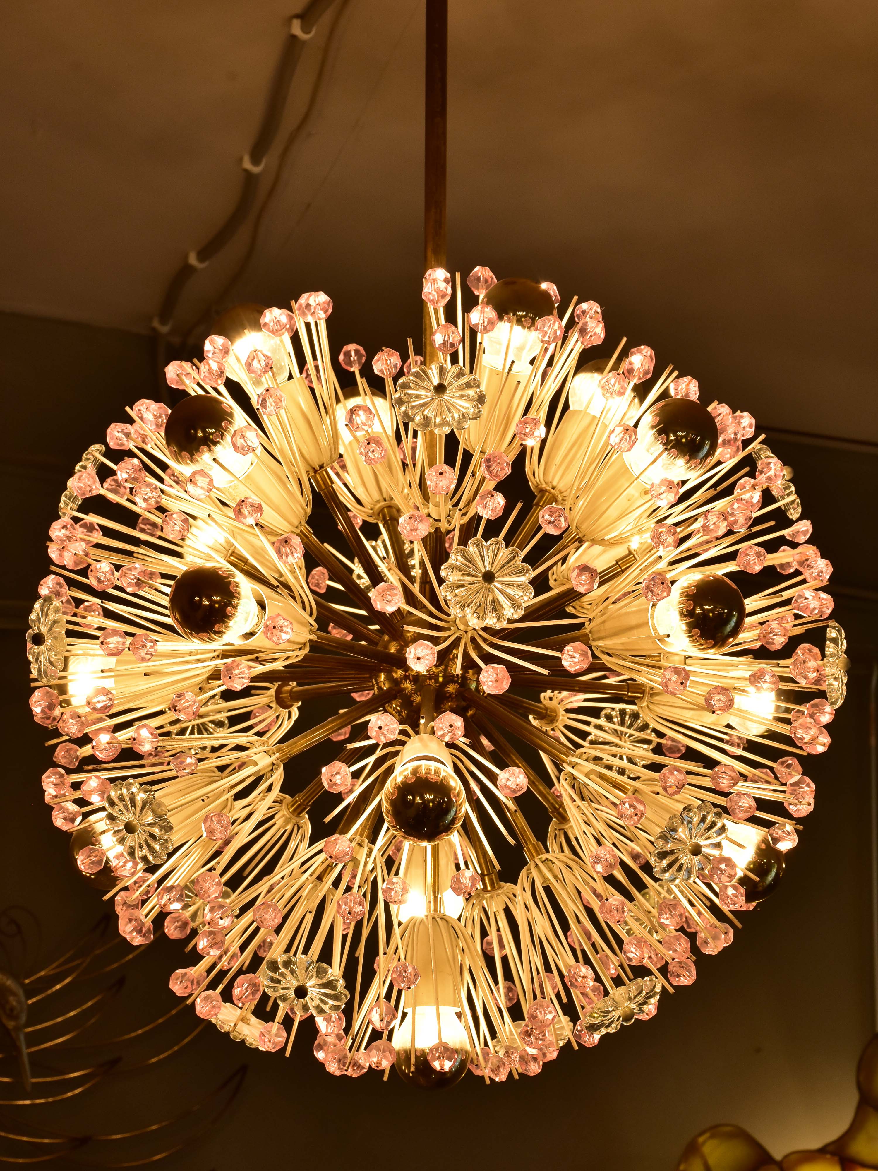 Pink 'snowball' sputnik chandelier - Emile Stejnar