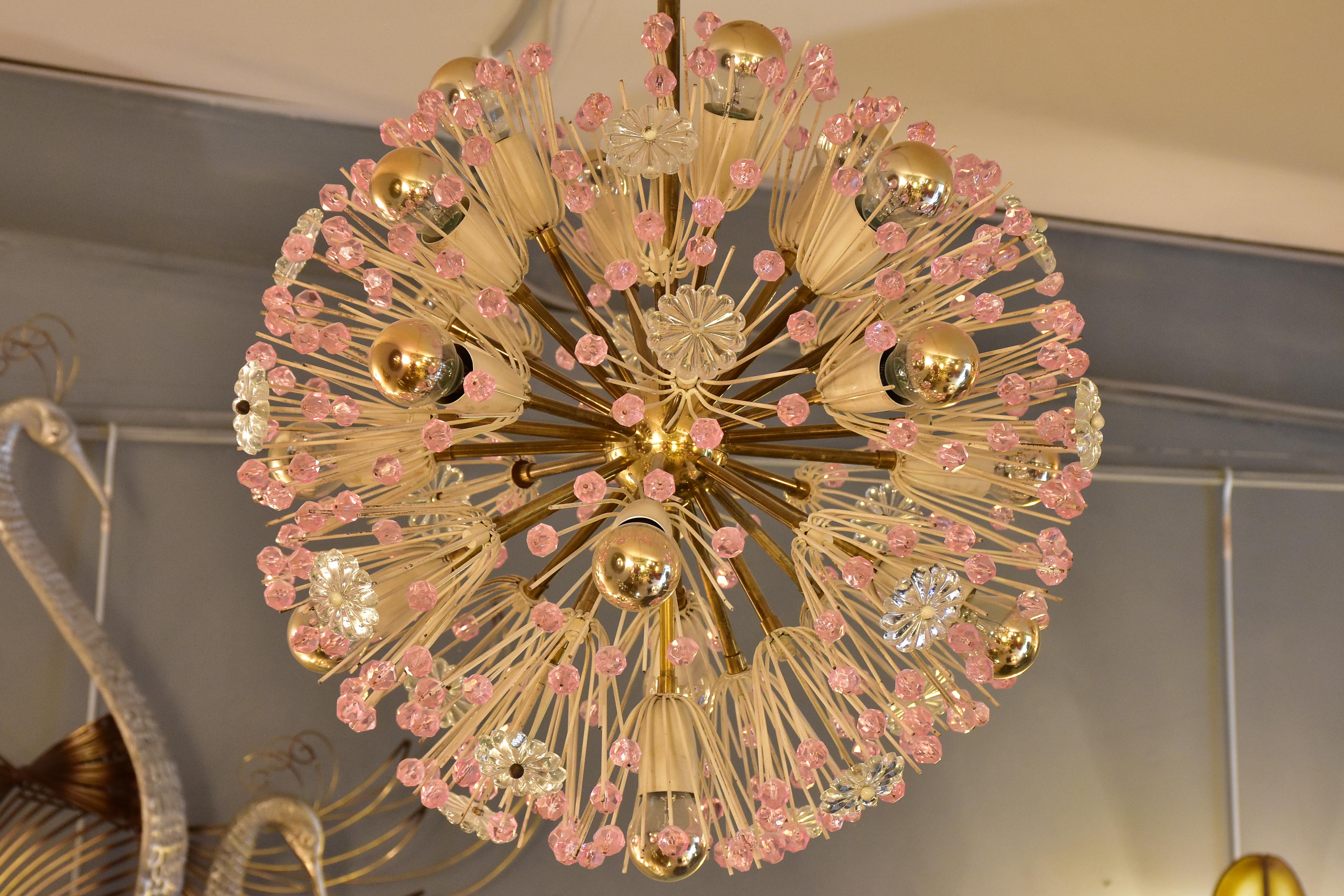 Pink 'snowball' sputnik chandelier - Emile Stejnar