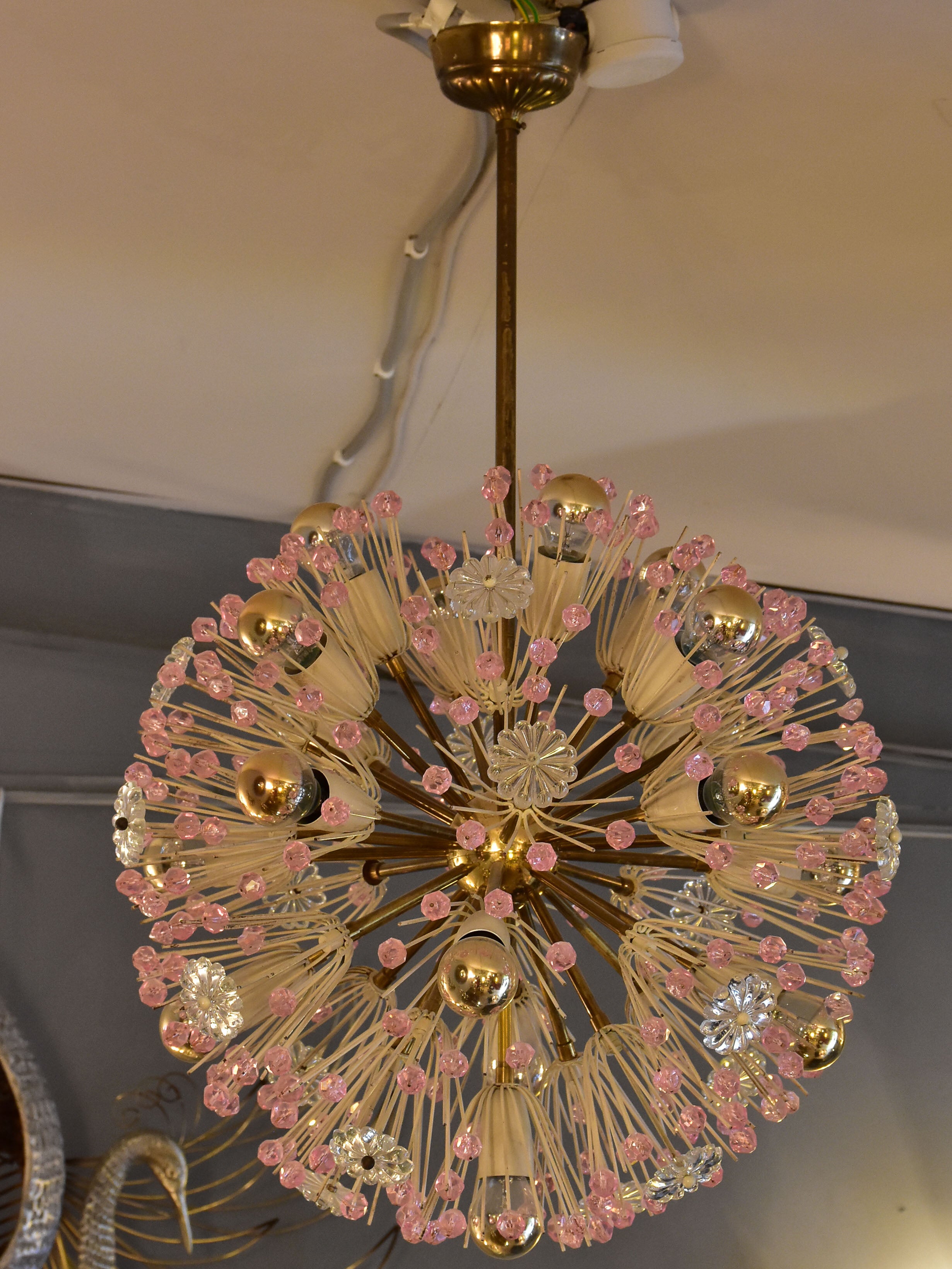 Pink 'snowball' sputnik chandelier - Emile Stejnar