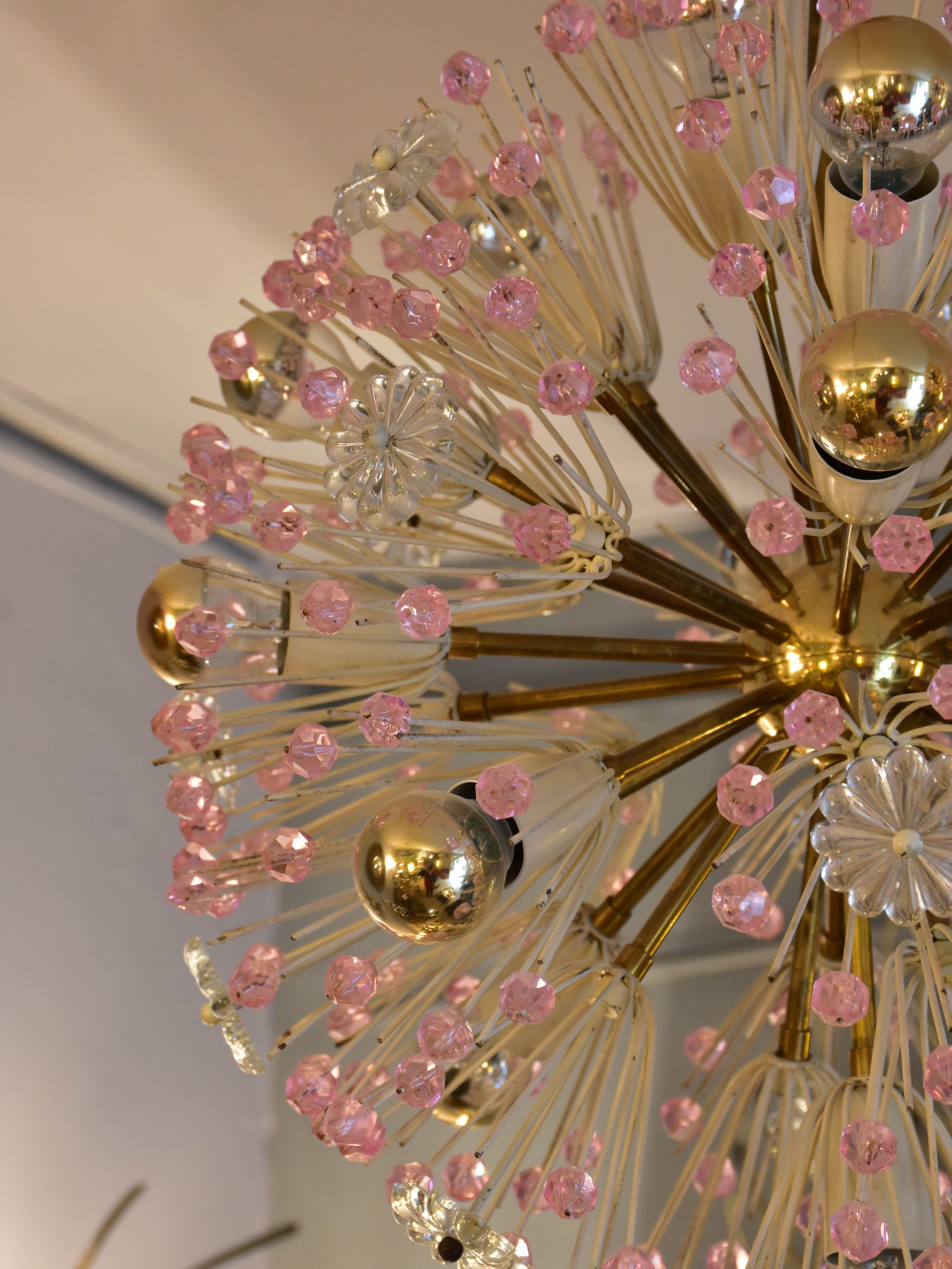 Pink 'snowball' sputnik chandelier - Emile Stejnar