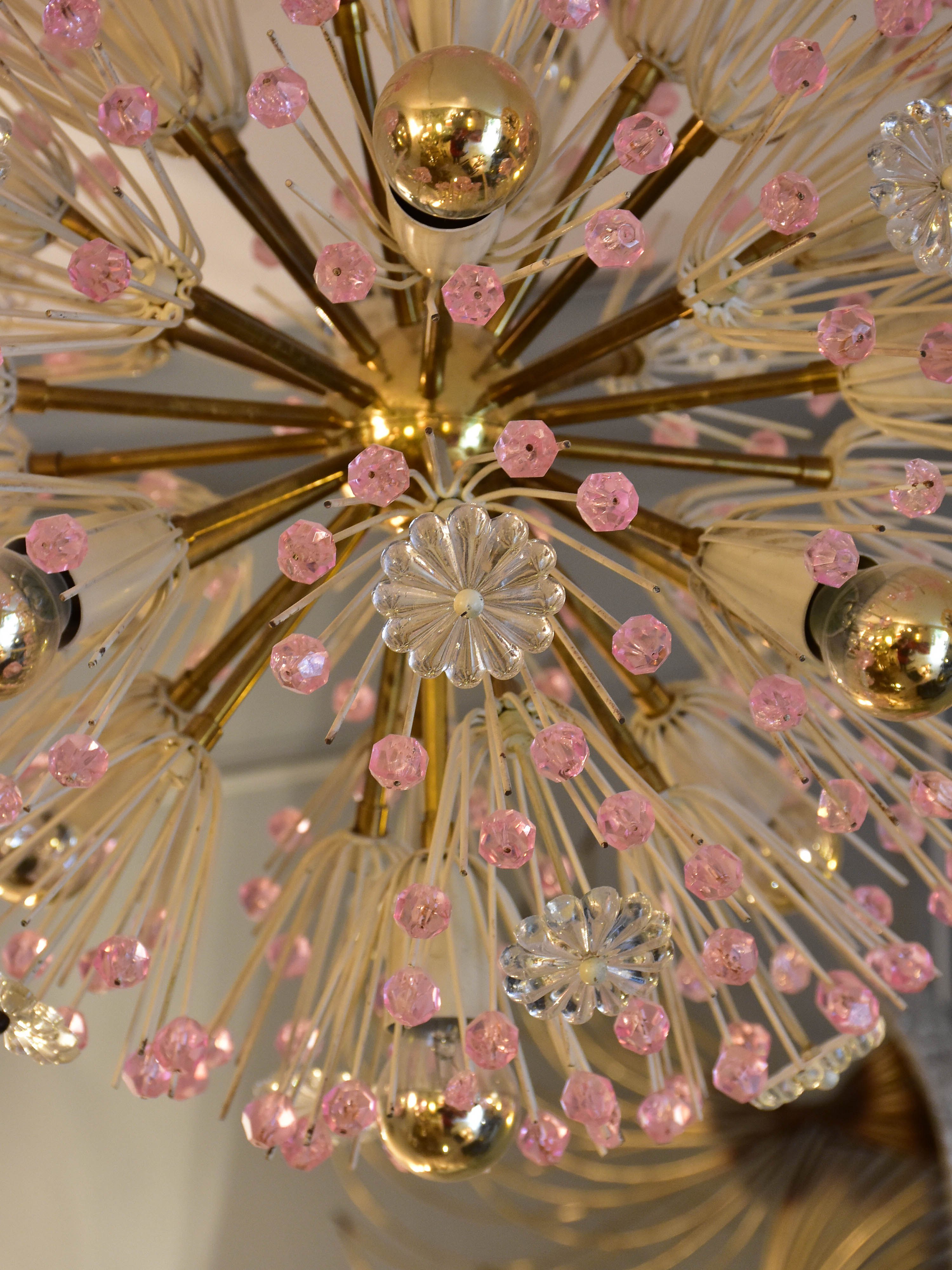 Pink 'snowball' sputnik chandelier - Emile Stejnar