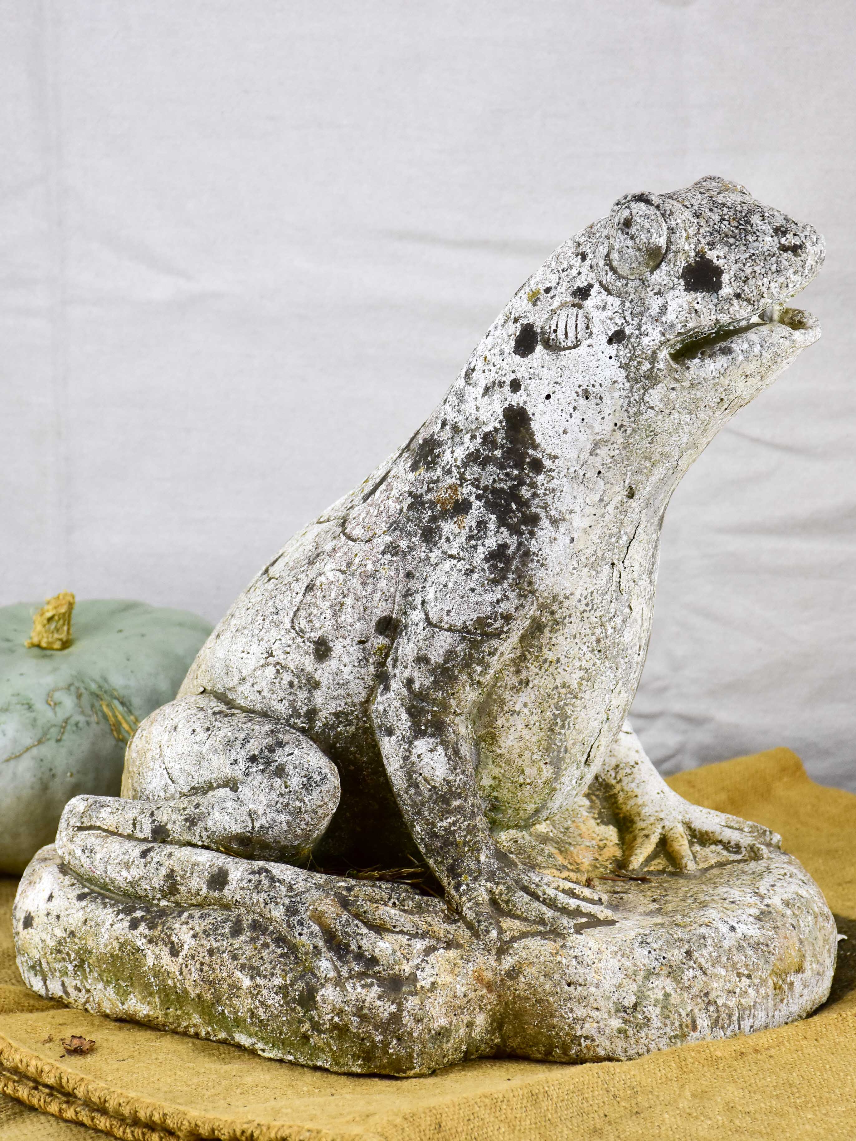 Vintage French garden fountain statue of a frog