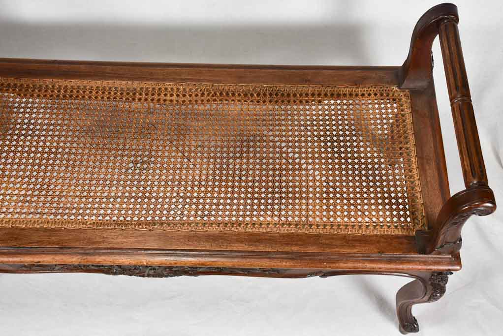 19th-century caned bench seat 45¾"