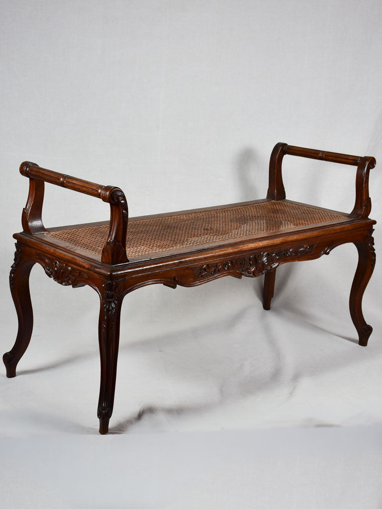 19th-century caned bench seat 45¾"