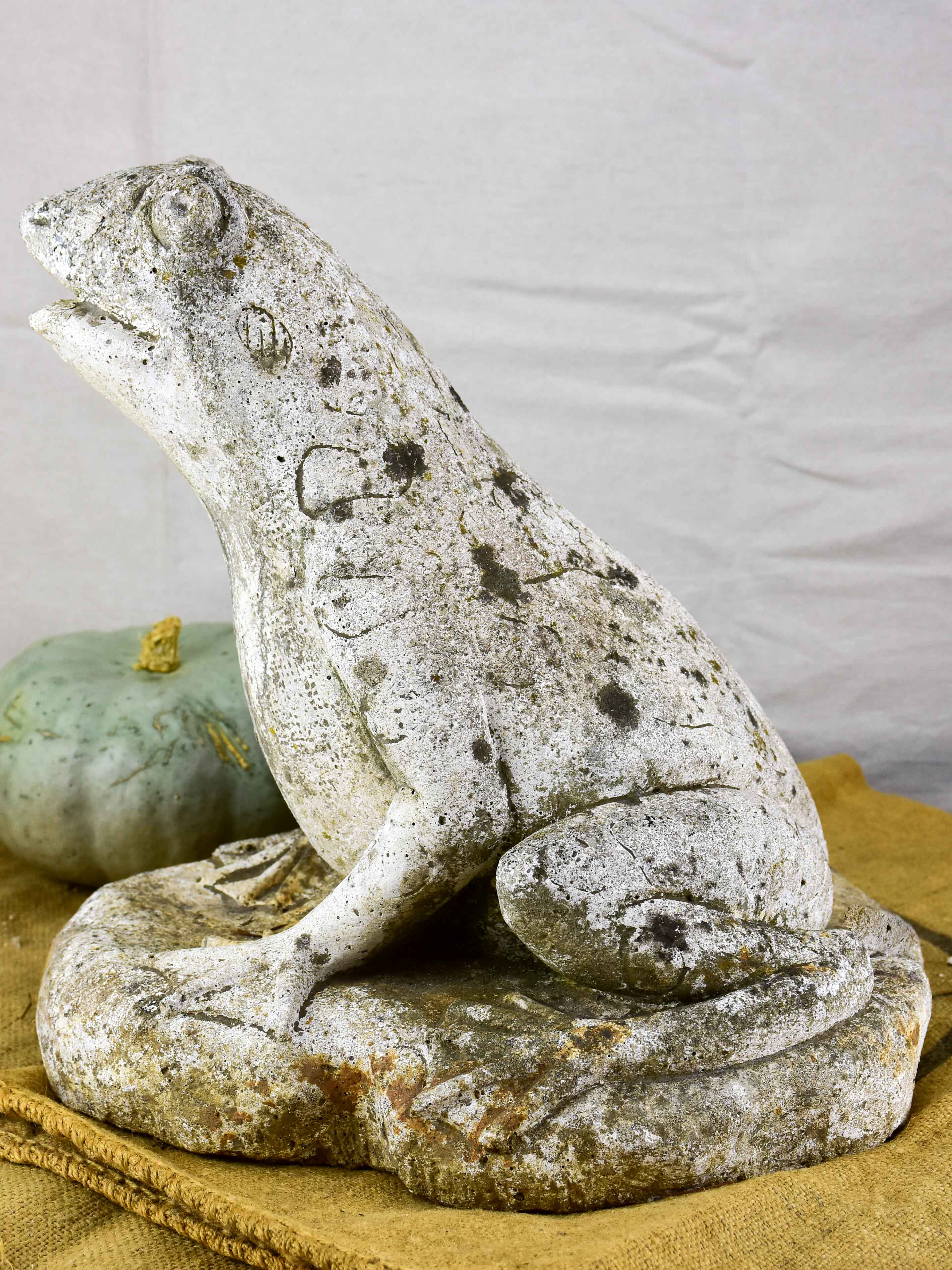 Vintage French garden fountain statue of a frog