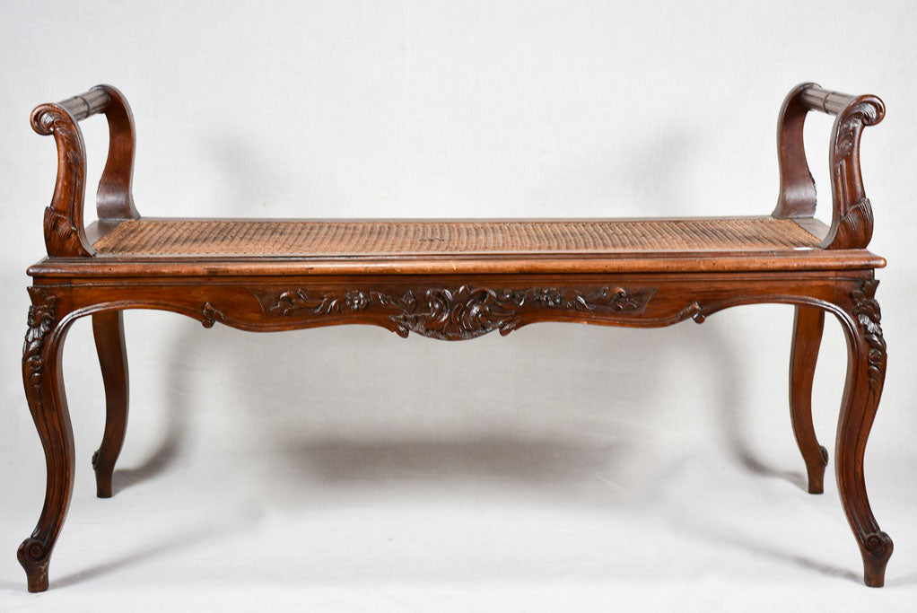 19th-century caned bench seat 45¾"