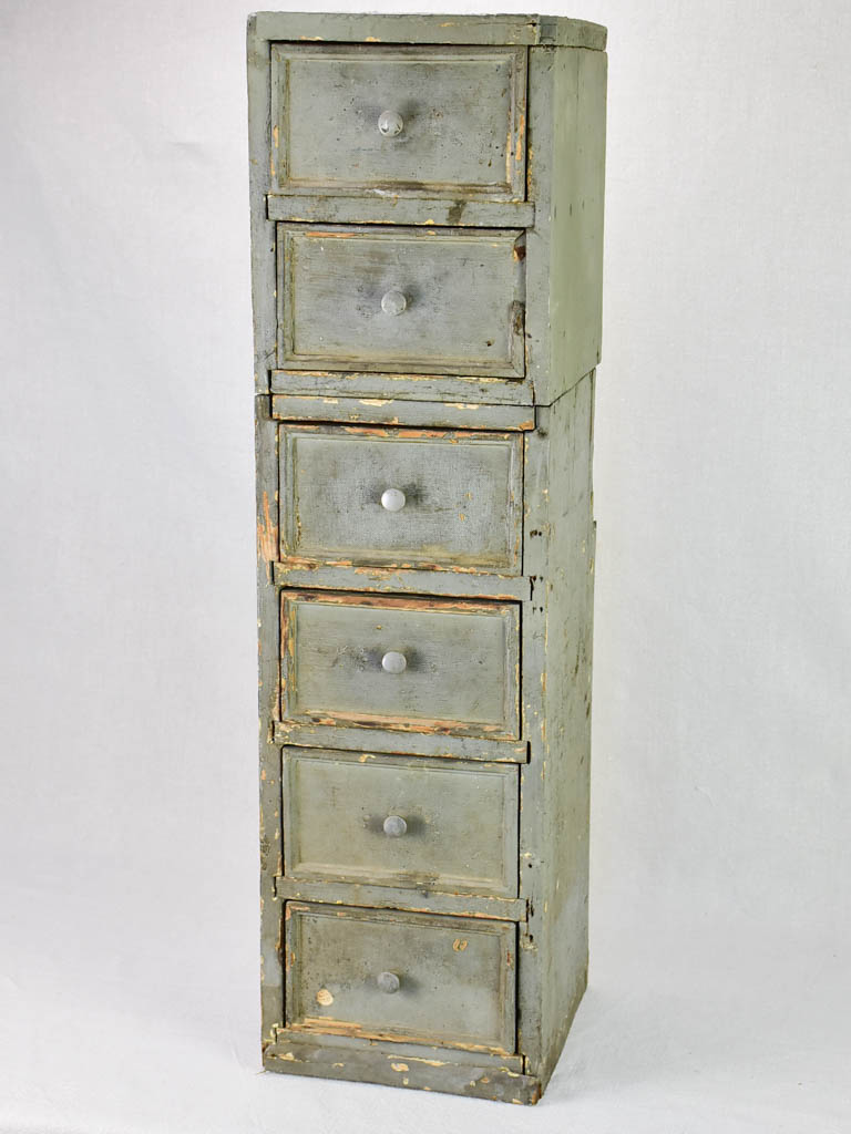 Set of rustic French drawers from a workshop with taupe patina 35¾"