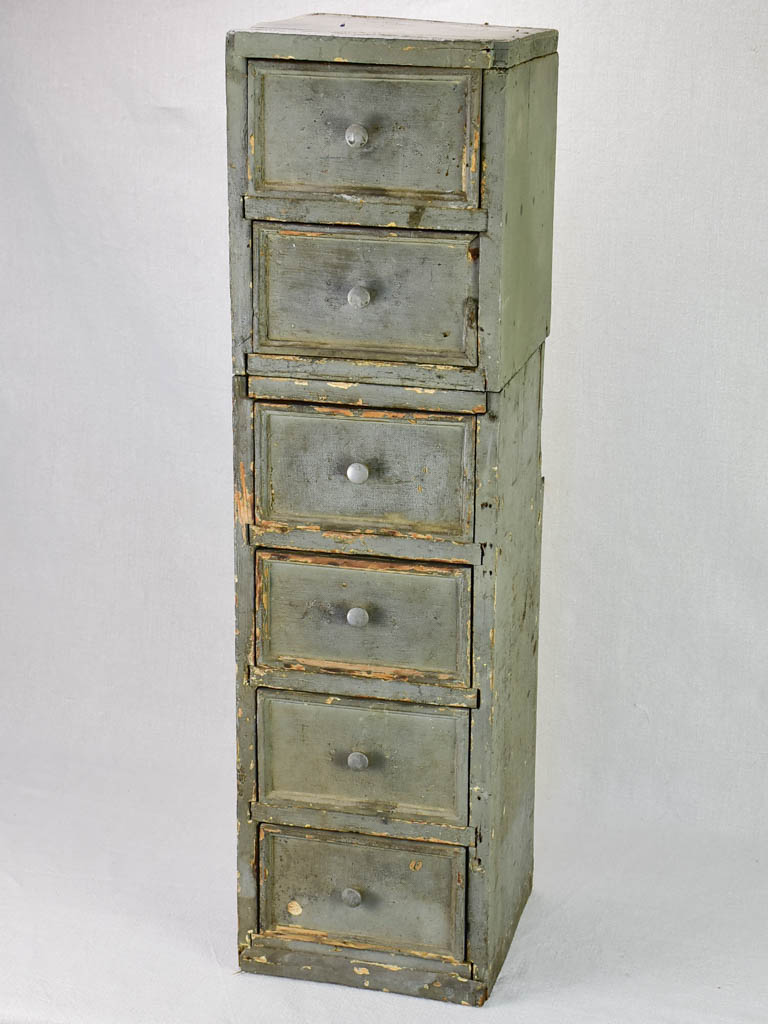 Set of rustic French drawers from a workshop with taupe patina 35¾"