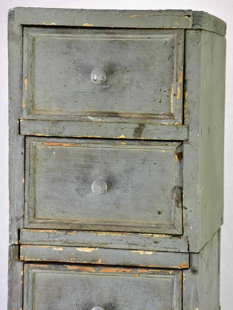 Set of rustic French drawers from a workshop with taupe patina 35¾"