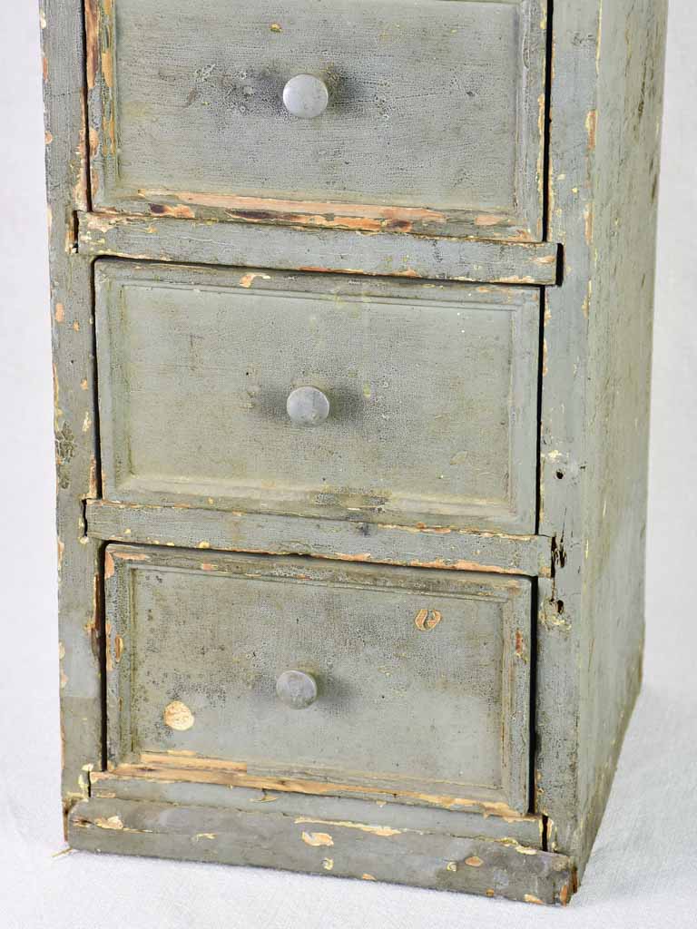 Set of rustic French drawers from a workshop with taupe patina 35¾"