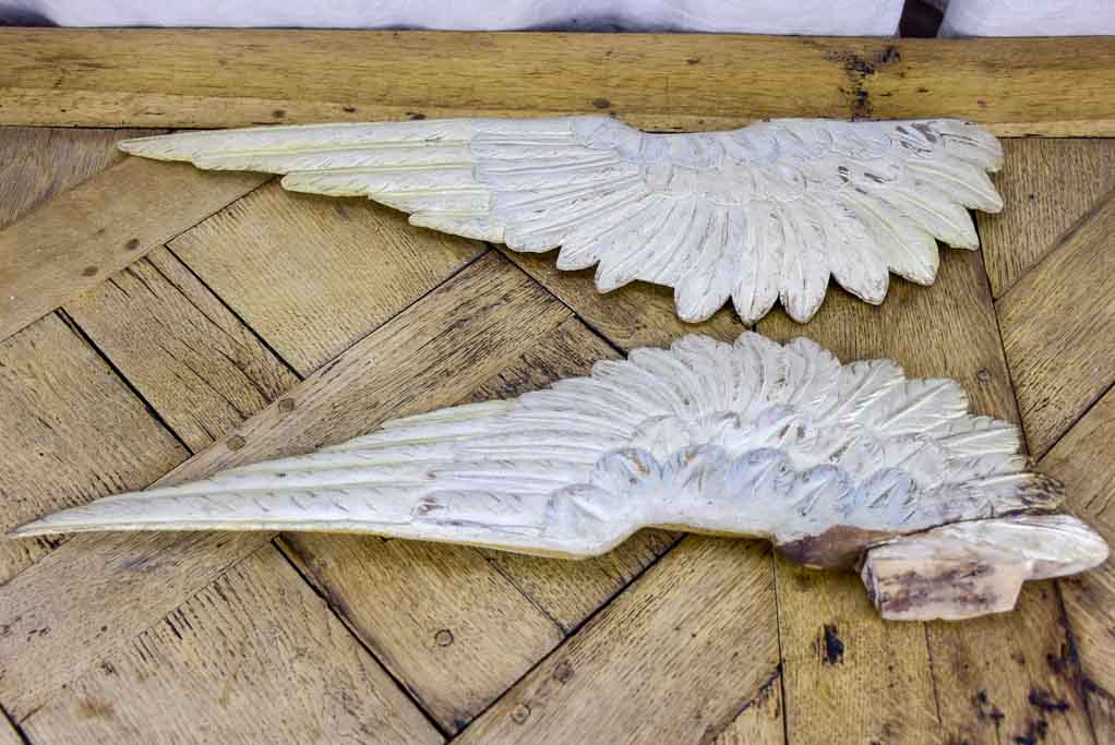 Pair of antique French carved angel wings