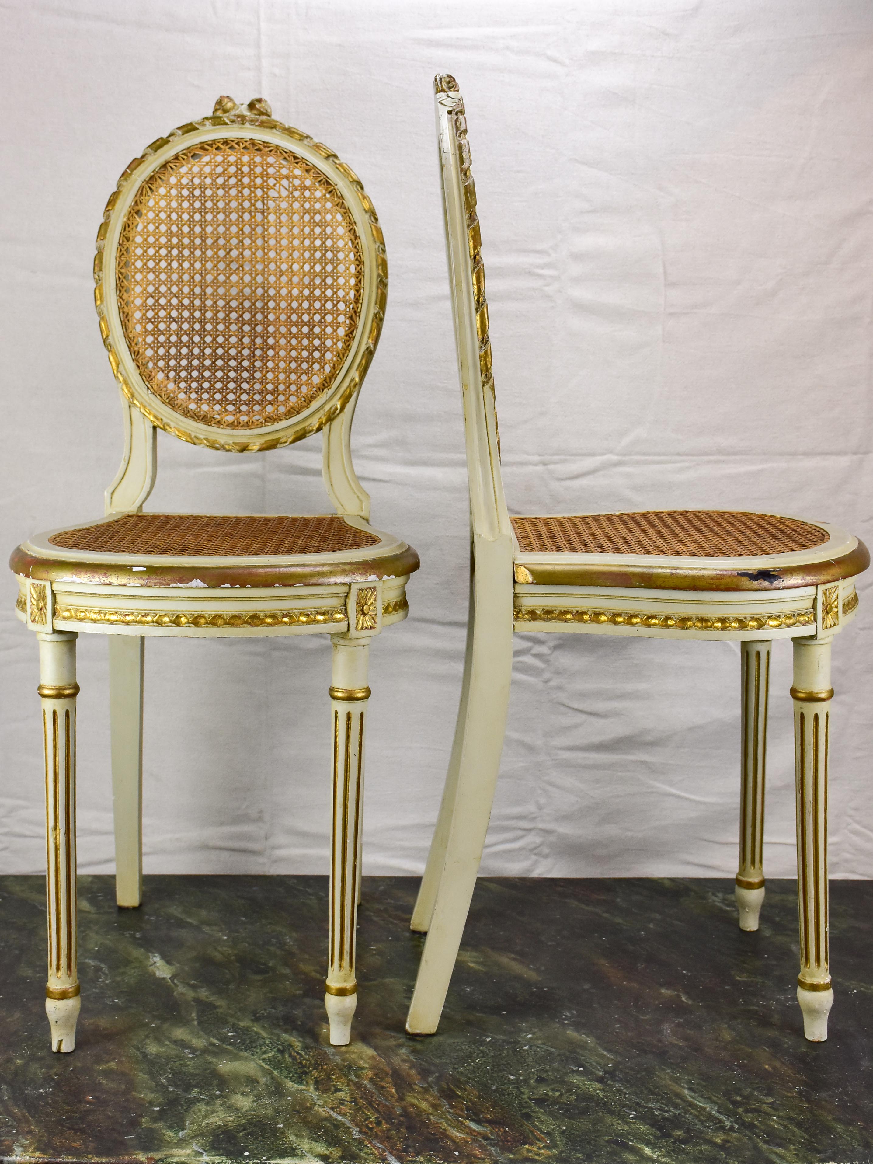 Pair of Louis XVI style Napoleon III chairs