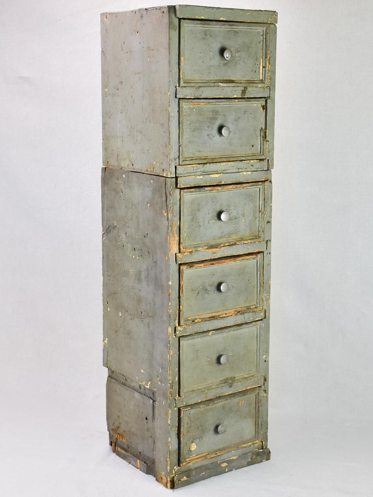 Set of rustic French drawers from a workshop with taupe patina 35¾"