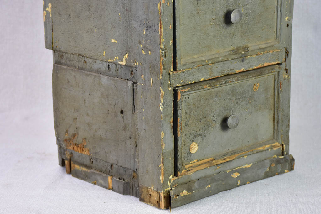 Set of rustic French drawers from a workshop with taupe patina 35¾"