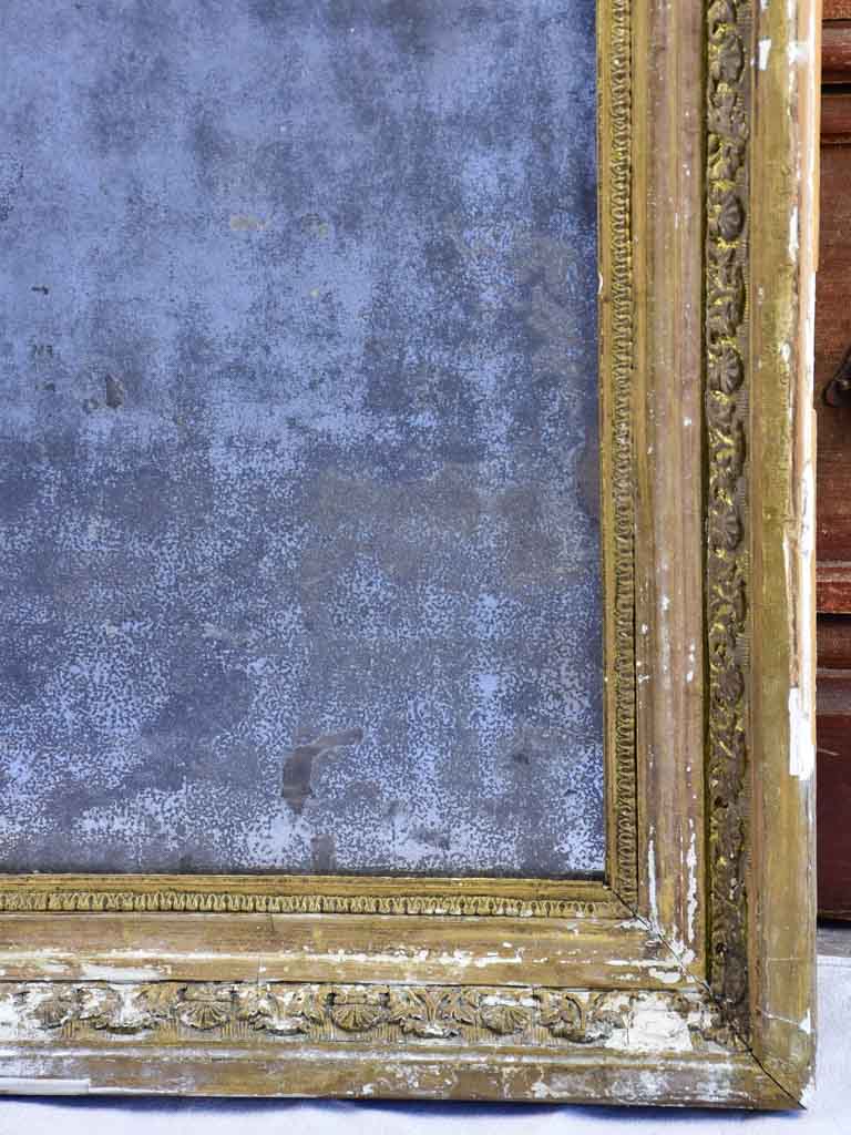 19th-century French rectangular mirror with aged mercury glass 33" x 24¾"