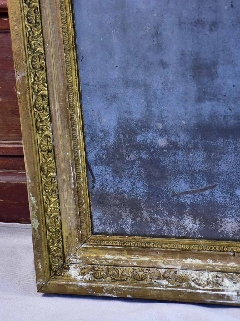 19th-century French rectangular mirror with aged mercury glass 33" x 24¾"