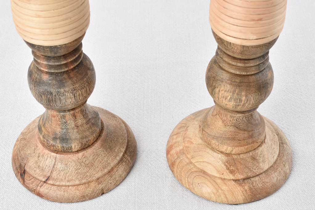 Pair of vintage wooden candlesticks 13¾"