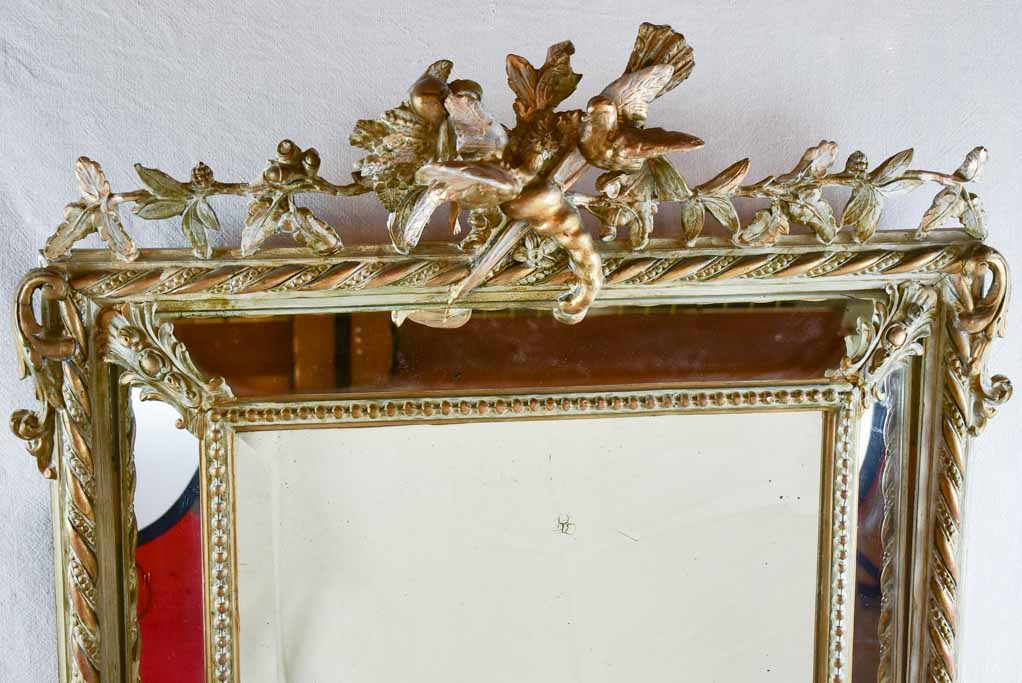 Large parclose pediment mirror with decorative bird pediment 35½" x 48"