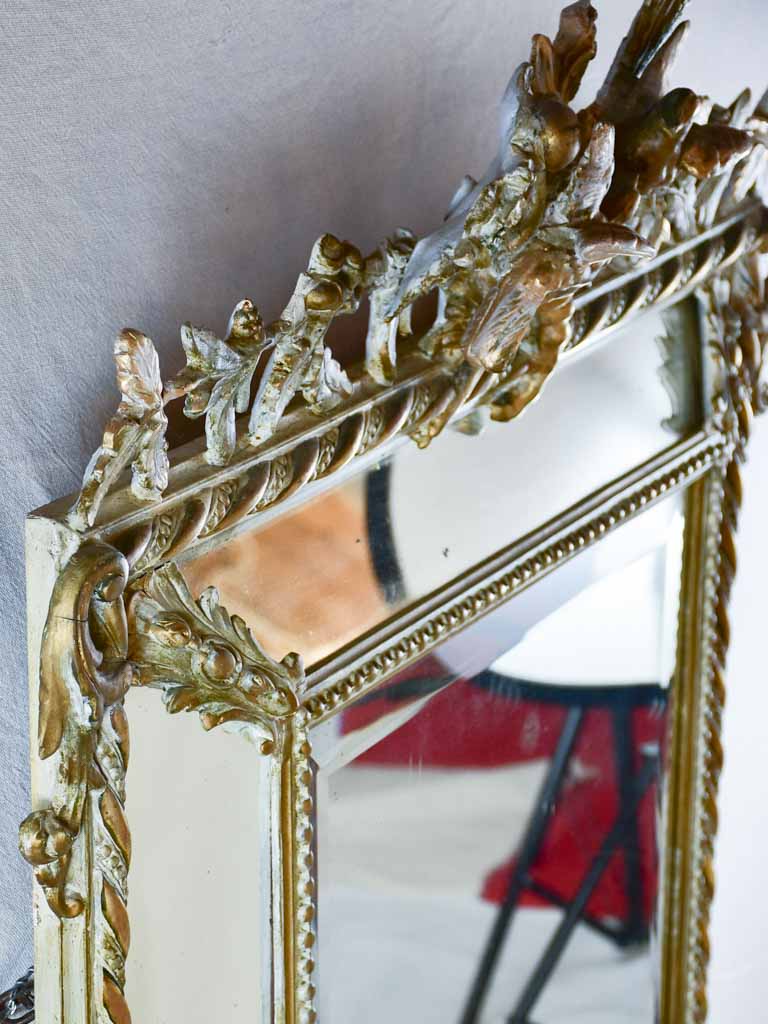 Large parclose pediment mirror with decorative bird pediment 35½" x 48"